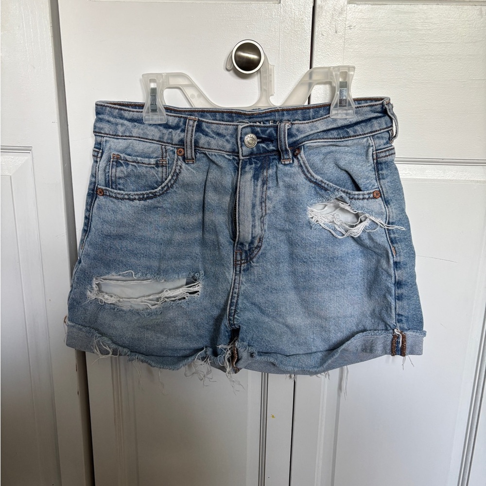 American Eagle Outfitters Blue Jean Shorts Distressed Cut-Offs